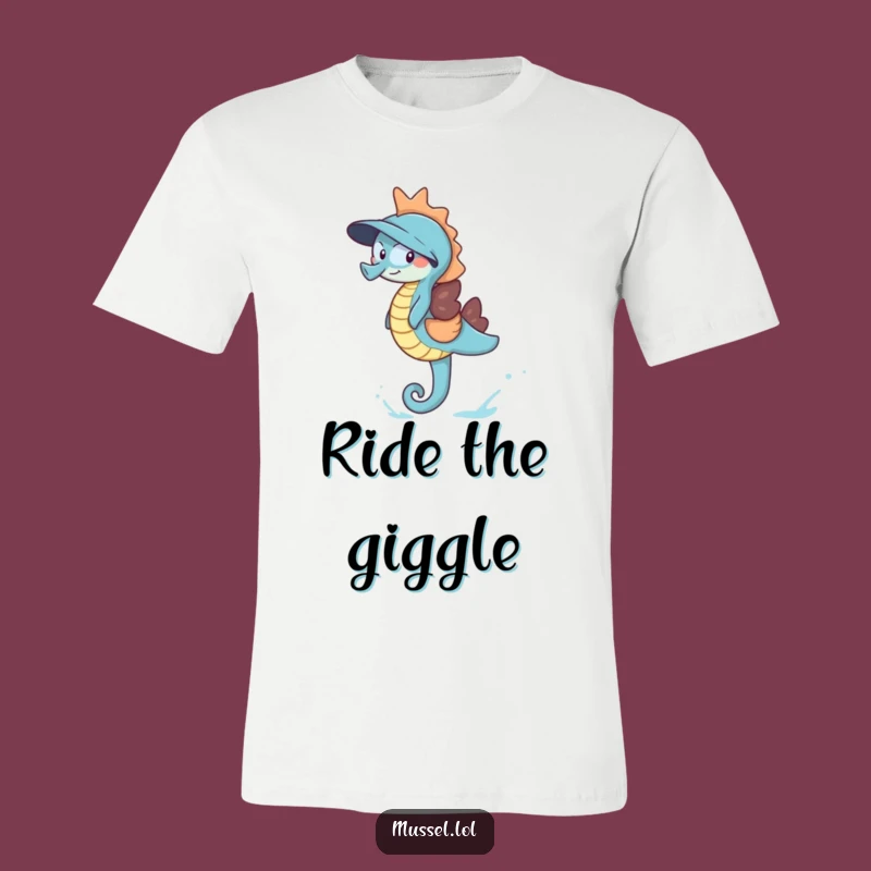 Funny Giggling Mussel T-Shirt: Seahorse Adventure Tee, Hilarious Ocean Friend Gift