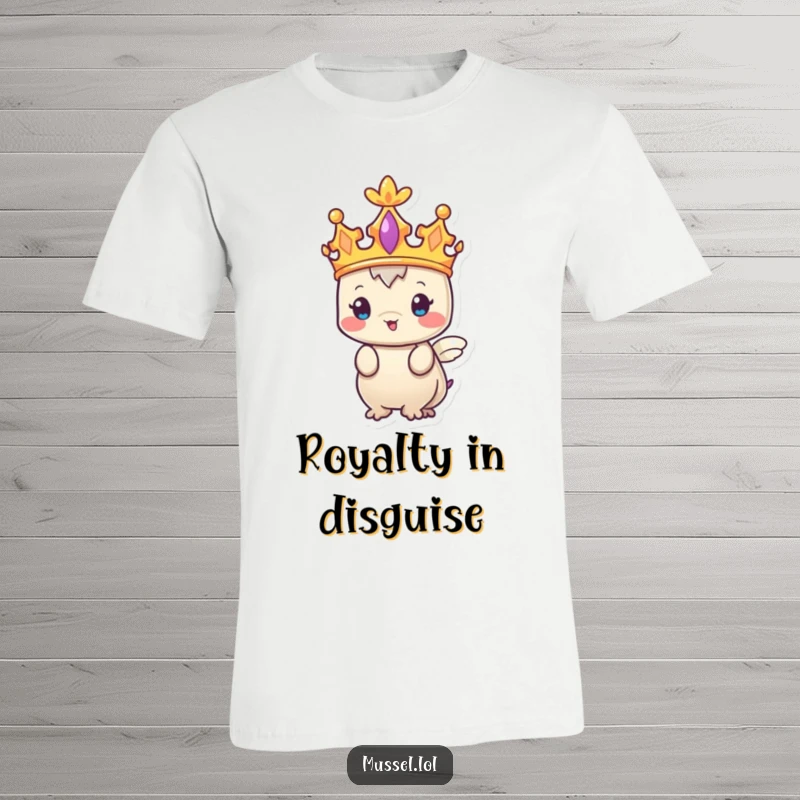 Funny Mussel T-Shirt with a tiny crown, exuding regal vibes, ideal for a humorous and stylish gift.