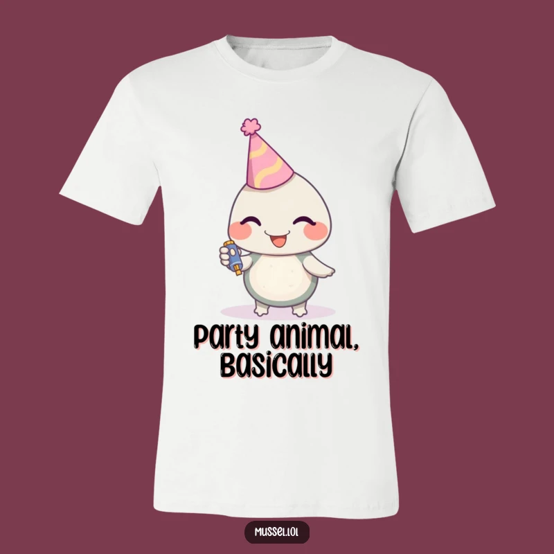 Funny Mussel Party Tee: Hilarious Character T-Shirt for Joyful Occasions!