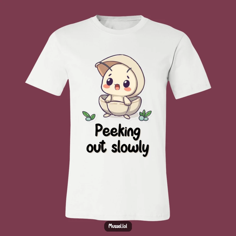 Funny Surprised Mussel Peeking T-Shirt - Express Your Shock with Style!