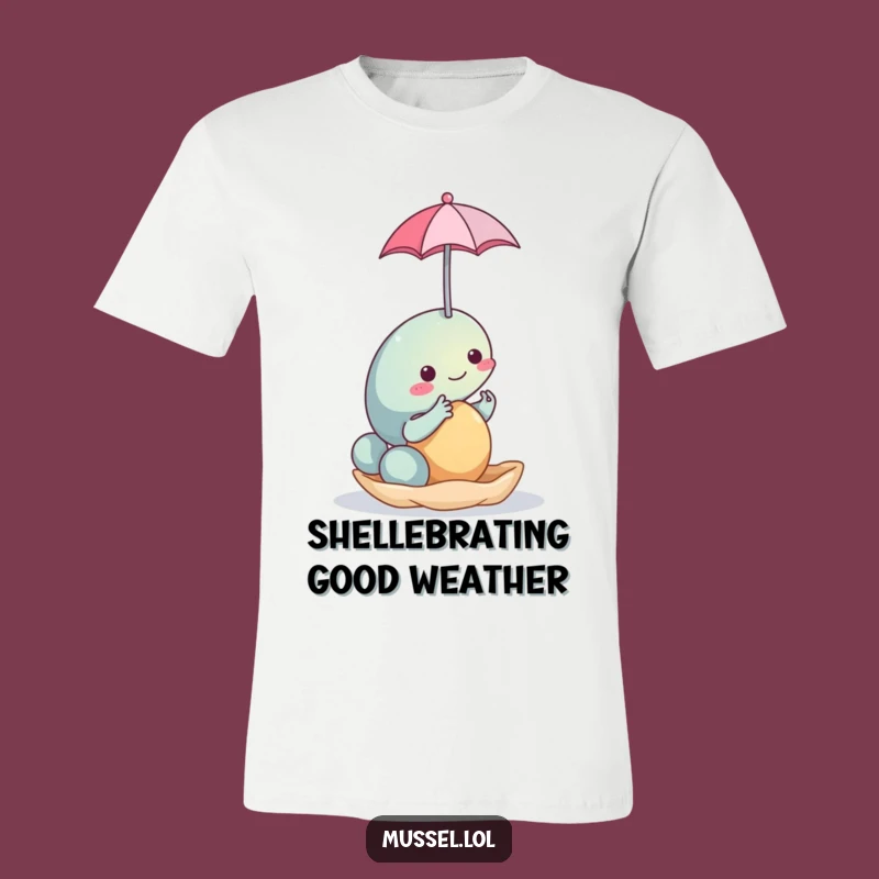 Funny Mussel With Umbrella T-Shirt - Hilarious Gift for Ocean Lovers