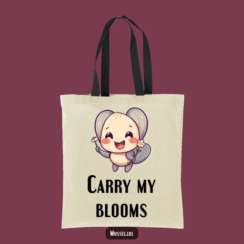 Funny Smiling Mussel Flower Tote Bag: Carry Joy and Smiles, Perfect Funny Gift!