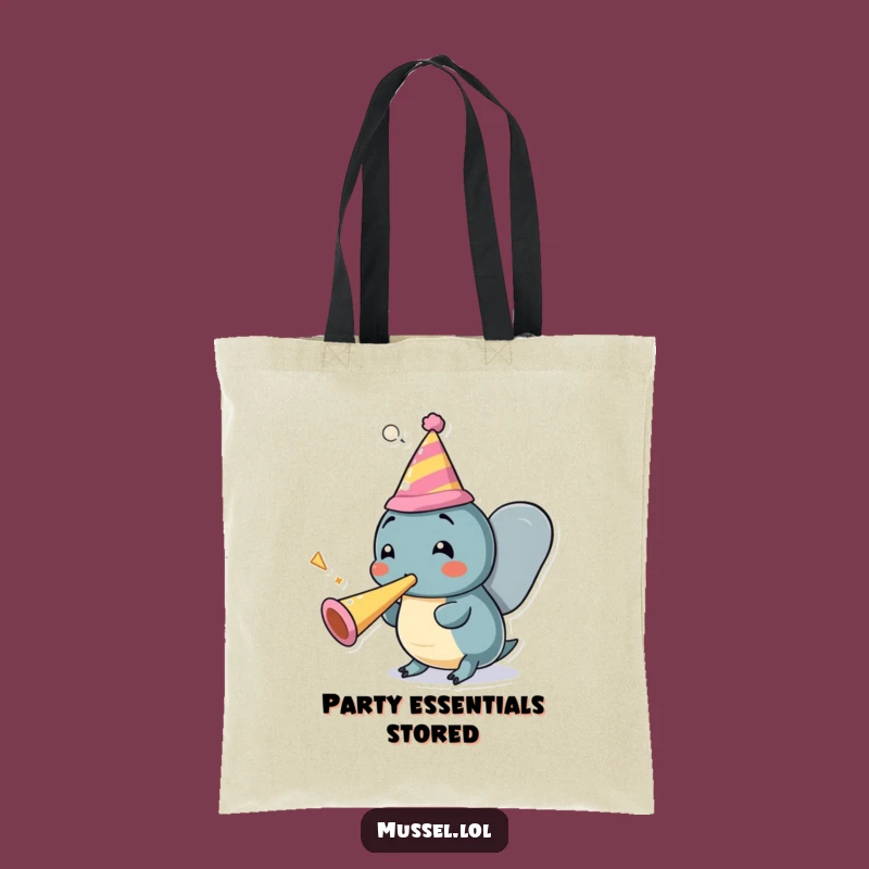 Funny Mussel Party Tote Bag: Festive Cartoon Carry-All